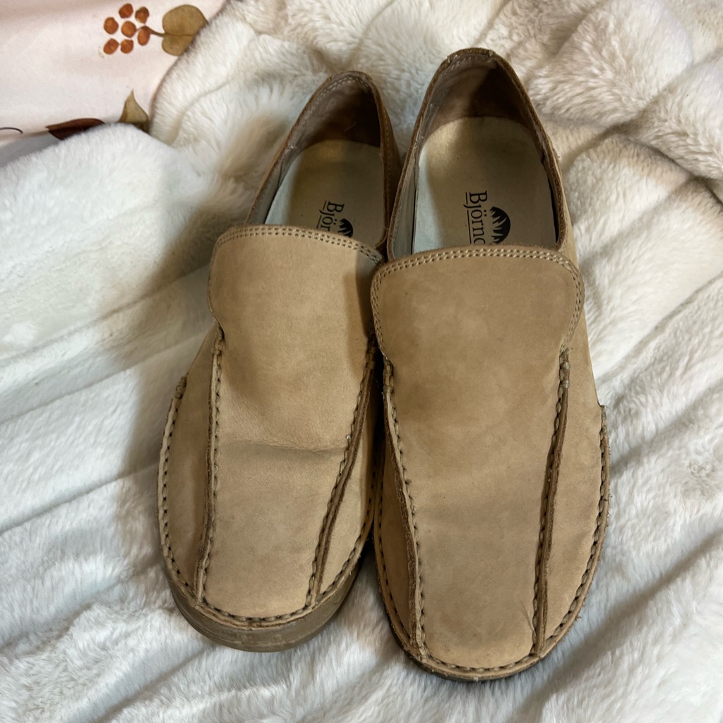 Bjorndal Women 7.5 Tan Soft Leather Slip On Platform Loafer Spring Minimal Comfy
